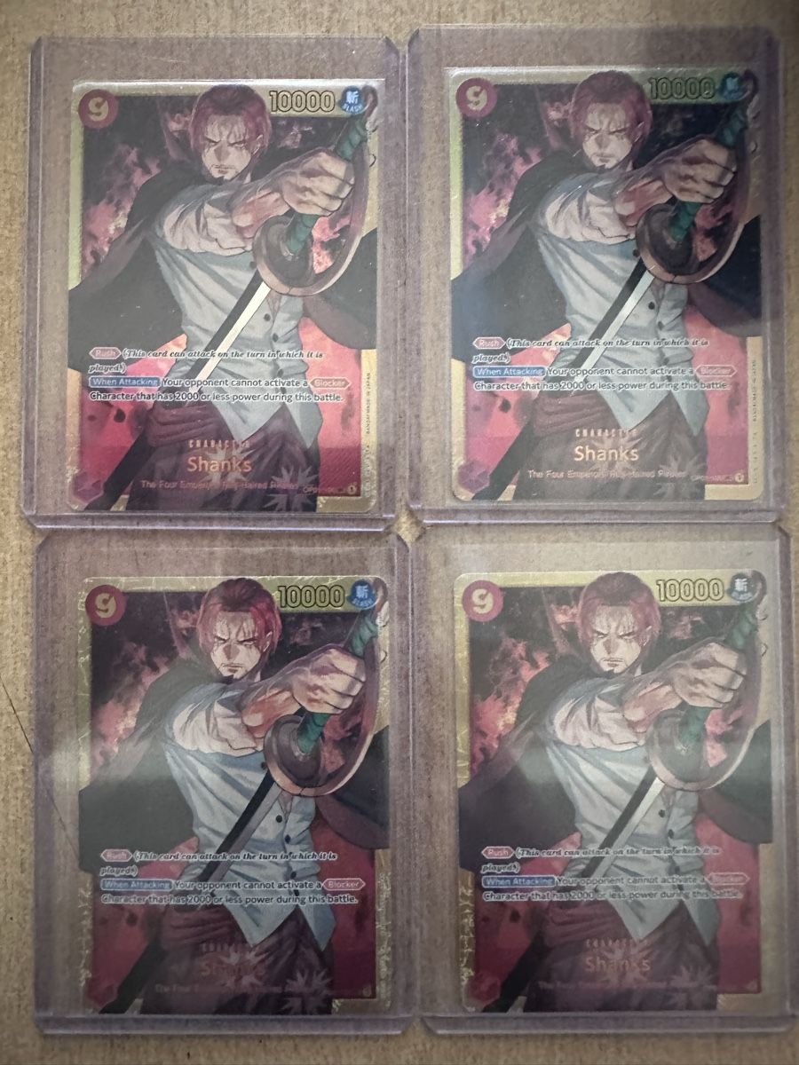 Bandai Carte collezionabili: One piece Shanks x4 Sec Rare – Nuovo (secondo la descrizione) da Aesch BL venduto da LeekTCG