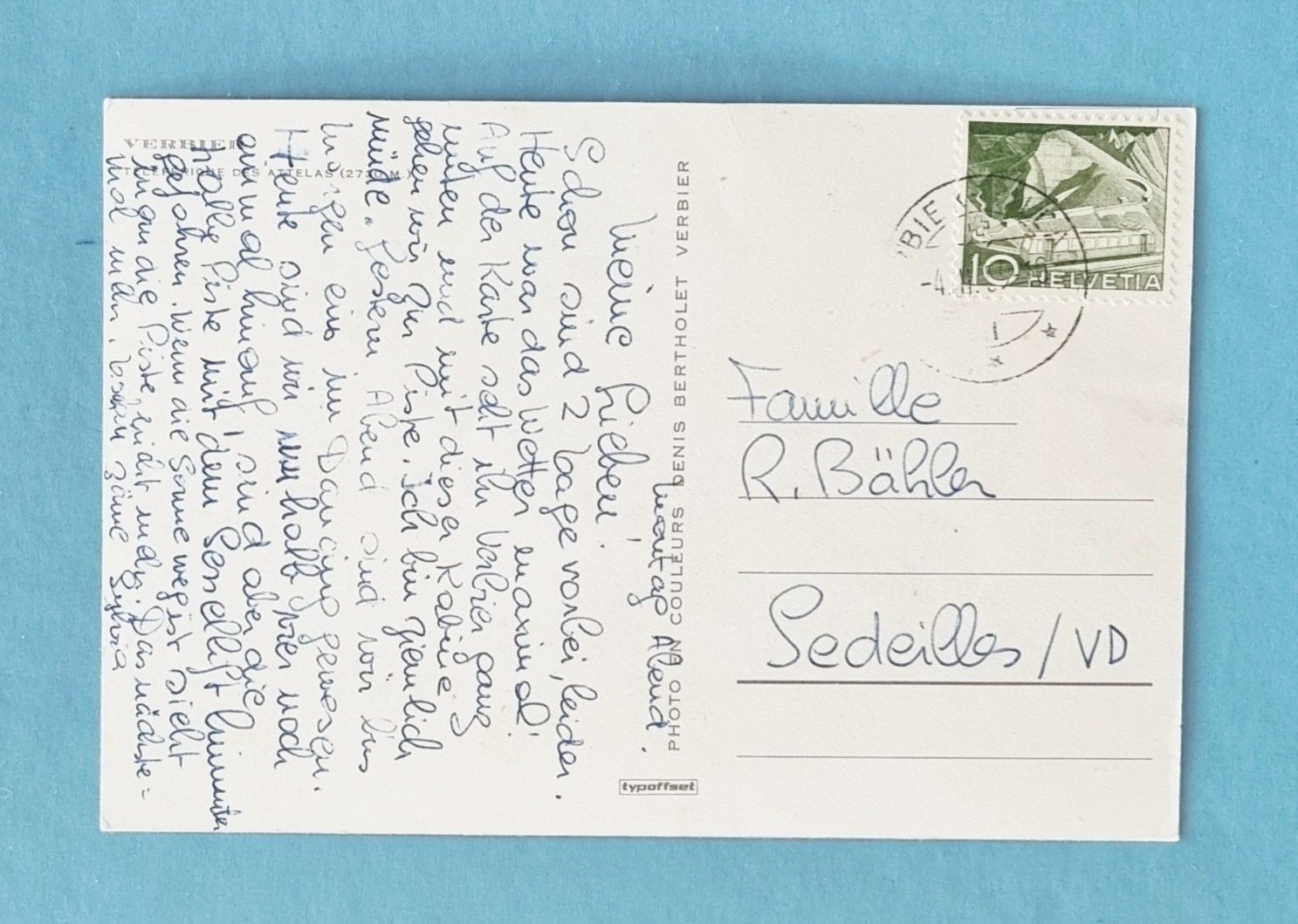 Cartoline postali: Verbier - Teleferique - 1959 – Usato da Rothrist venduto da RROENK 1