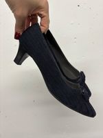 Peter Kaiser Pumps Gr. 3½ 36 Dunkelblau Samt Schlaufr