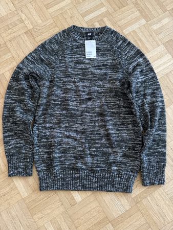H&M Pullover meliert grau, olivgrün und schwarz Grösse S neu
