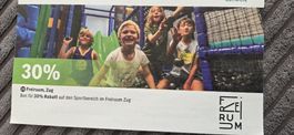 30% Rabatt auf Sportbereich im Freiruum Zug! Bon!