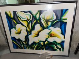Gemälde Calla Lilien im Silberrahmen 140x115