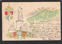 #Prägekarte Helvetia , gel. 1902