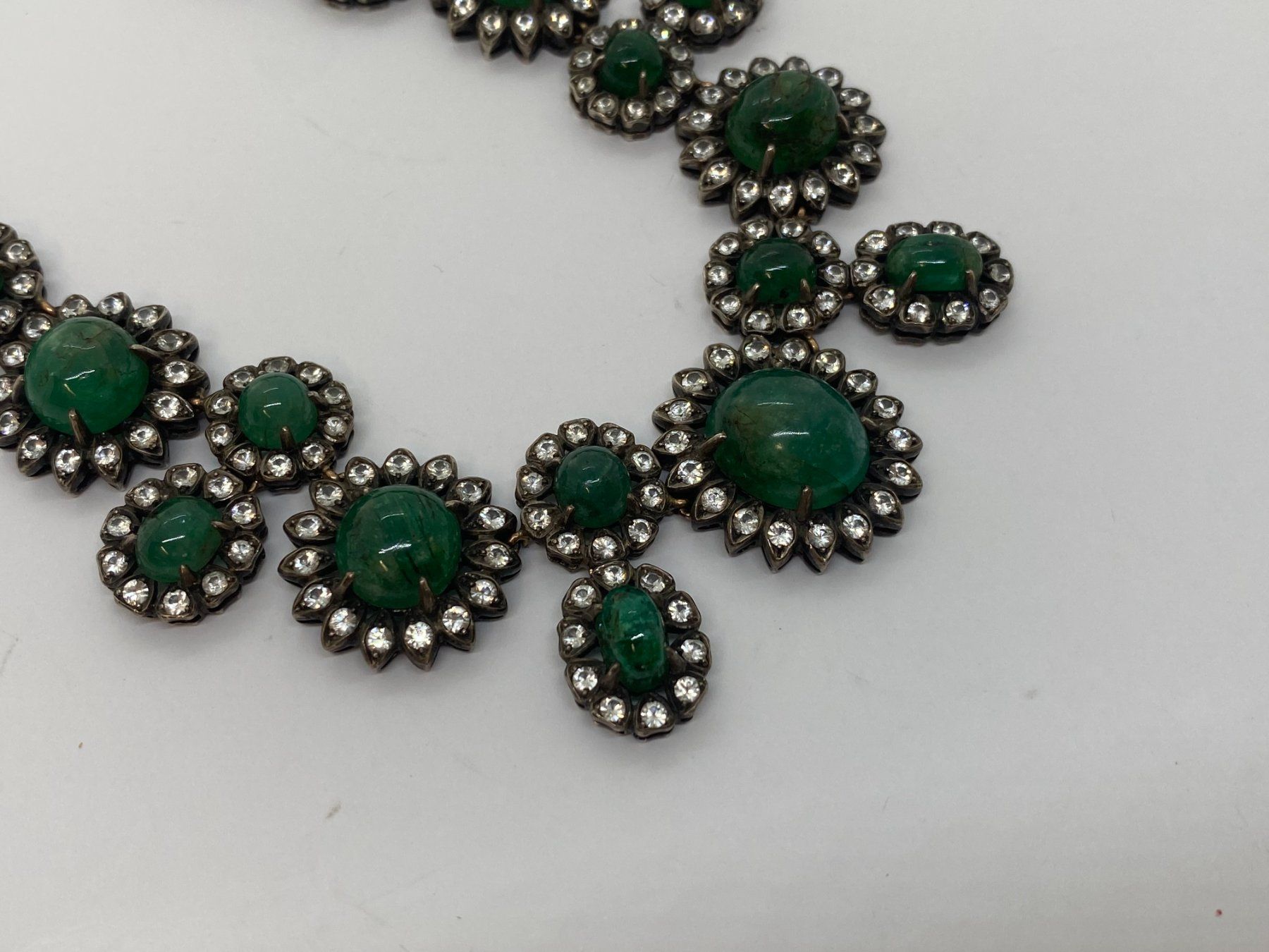 Catenine: Collier Smaragd, weisse Saphire 40cm Silber /i425 – Usato da Bern venduto da JMsoehne1987 1