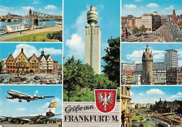 Schöne Ansichtkarte 1963 FRANKFURT FLUGHAFEN LUFTPOST