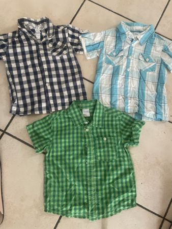 3 Karierte Migros smile Kinder Hemden, Gr. 92, Sommer