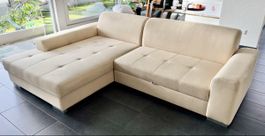 Ecksofa beige mit Bettfunktion und Bettkasten, Gebraucht