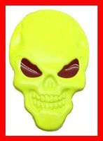 3D Totenkopf Aufkleber Augen Leuchtgrün Grün Sticker Badge