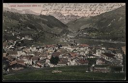AK Zweisimmen, Panorama mit Häusern