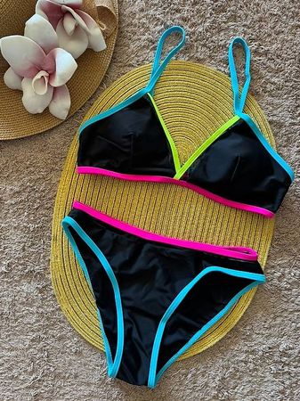✨Sexy Neon Bikini Set Schwarz Gr.M - Neu - GRATIS Versand
