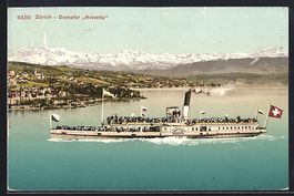 AK Dampfer Helvetia auf dem Zürichsee