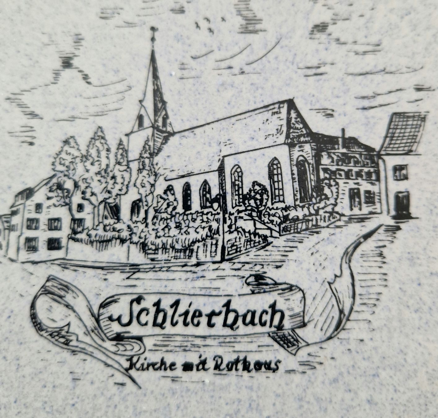 Teller: Keramikteller Schlierbach mit Kirche und Rathausm – Gebraucht aus Ebikon von Donar50 1