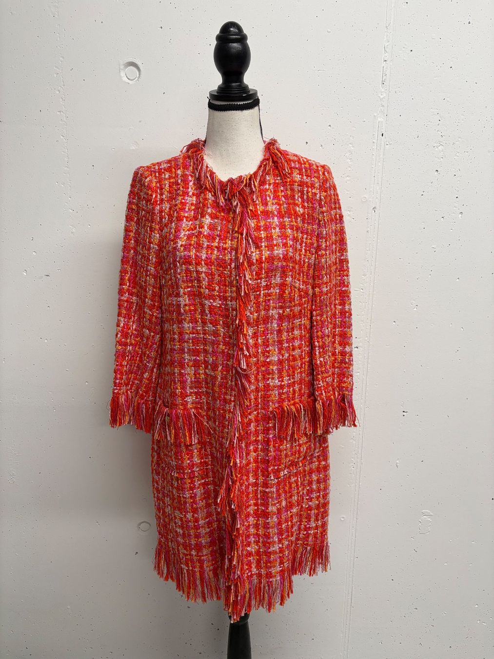 Giacche: NVSCO leichte Tweed Jacke mit Fransen rot 34 Kurzmantel – Nuovo (secondo la descrizione) da Regensdorf venduto da secondchancefashion