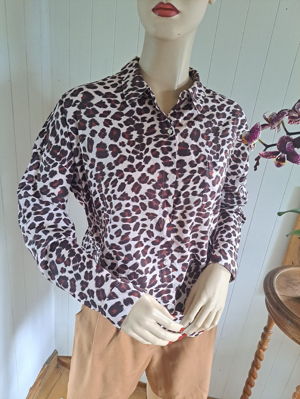 Maison Scotch Camicette: SCOTCH & SODA Hemdbluse Bluse 36 S Leopard Oberteil – Usato da Mollis venduto da Fauchi99