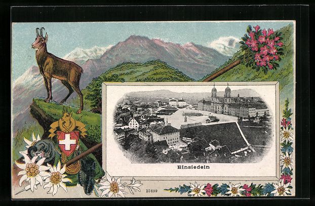 Cartoline postali: Passepartout-Lithographie Einsiedeln, Si – Usato da Berlin venduto da bartko-reher