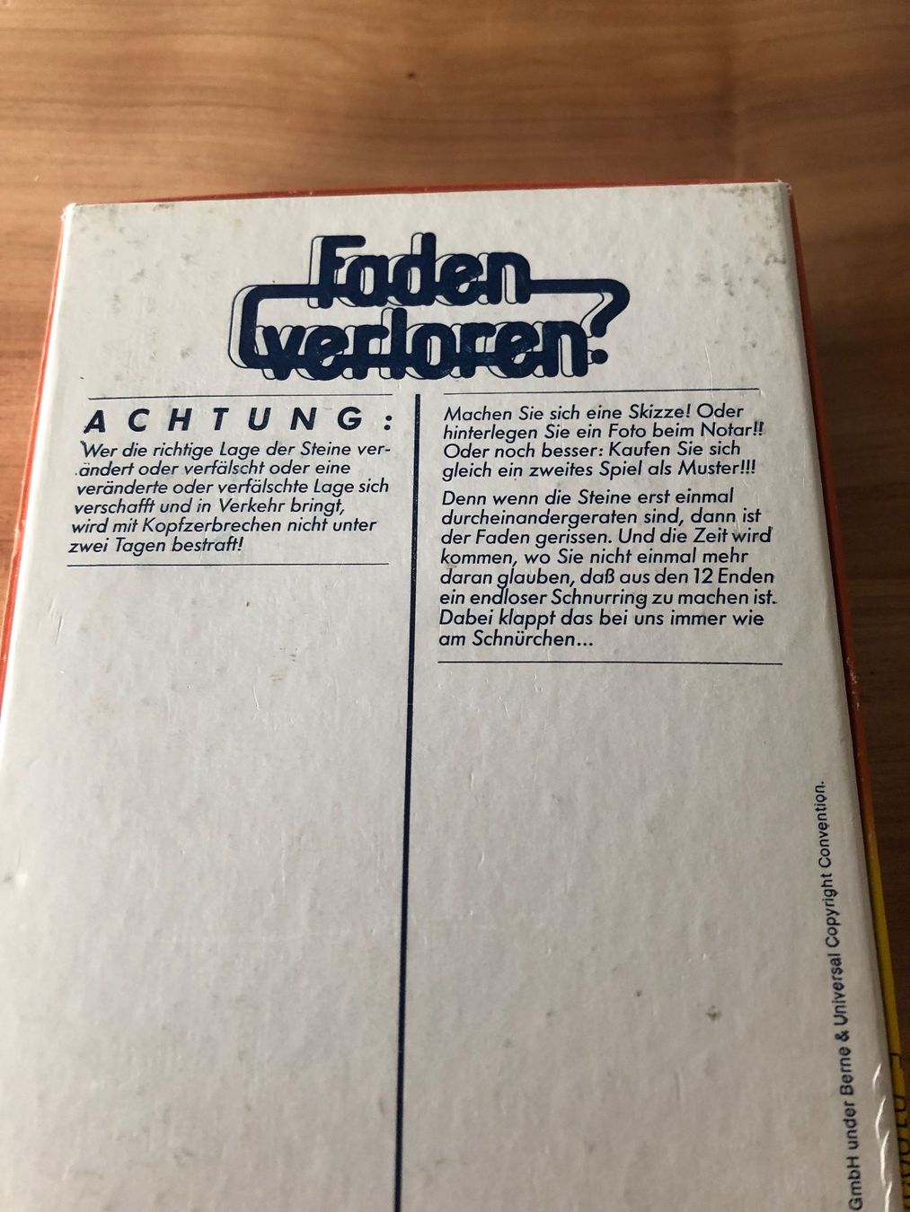 Giochi: MB Spiele "Faden verloren?" ab 8 J. – Usato da Kaltbrunn venduto da lagone1 2