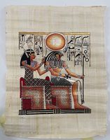 Original Ägyptischer weiße Papyrus Handgemalt Isis mit Sohn