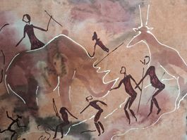 Wachstuch Süd-Afrika, Bild prä-historistische Höhlenmalerei