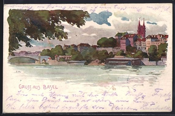 Cartoline postali: AK Basel, Panorama, 1902 – Usato da Berlin venduto da bartko-reher