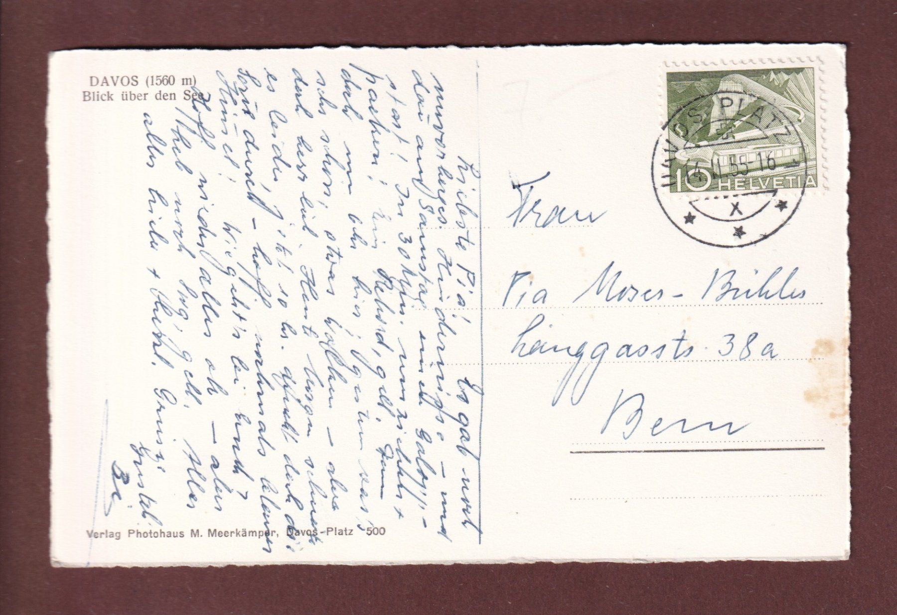 Cartoline postali: DAVOS - Davosersee - 1955 – Usato da Pully venduto da nicecards 1