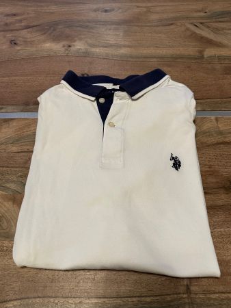 U.S. POLO ASSN. Herren Poloshirt Weiß/Creme, Stretch - XL