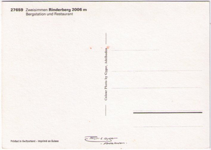Cartoline postali: Zweisimmen - Rinderberg Bergstation + Restaurant – Usato da Binningen venduto da Mountainrider 1