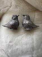 Erstaunliche seltene antike silberne Repousse-Vögel-Salz- un