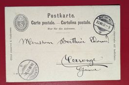 GANZSACHE CARTE POSTALE MARTIGNY VALAIS CAROUGE GENEVE 1892