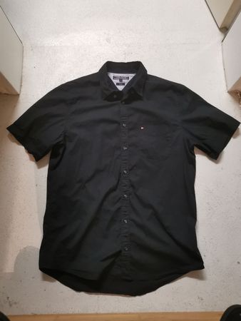 T. Hilfiger Kurzarmhemd schwarz, Original L, Stretch, Herren