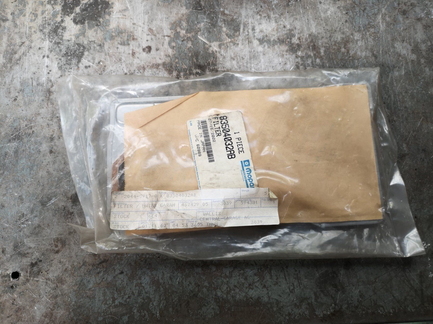 Lüftung: Filter Jeep K83504032AB – Neu und originalverpackt aus Matten b. Interl von Hardergarage