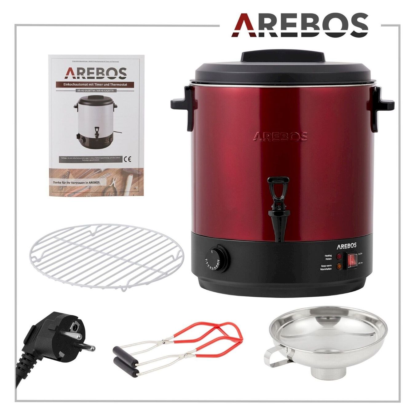 Elettrodomestici da cucina: AREBOS Einkochautomat 28 L Rot – Nuovo e nell'imballaggio originale da Bottighofen venduto da zaap 8