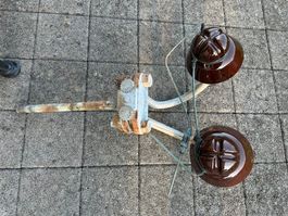 Wunderschöner grosser Doppel Isolator Porzellan Freileitung