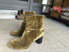 Bottines sandro en velours moutarde T.36 - Look tendance!