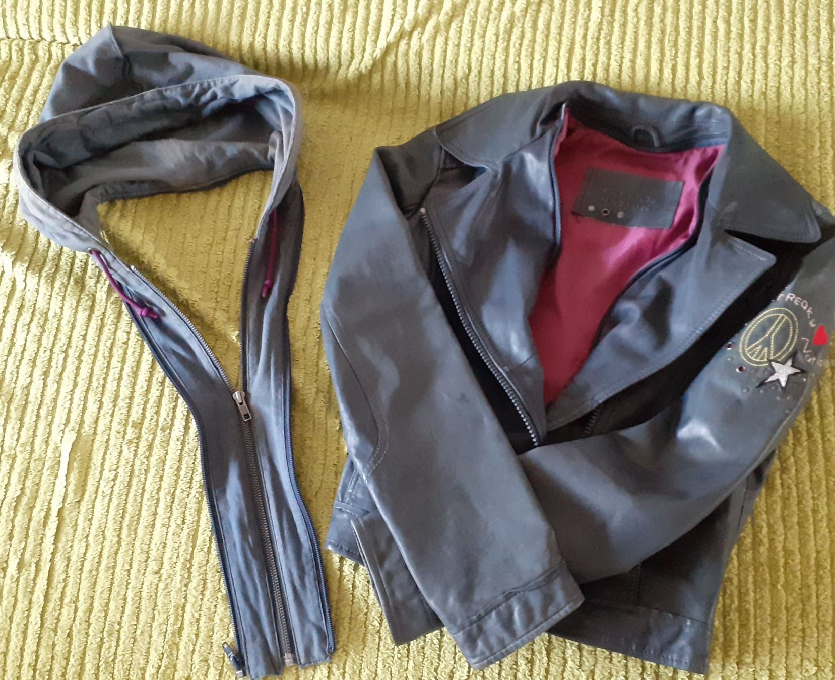 Giacche: Freaky Nation Lederjacke mit Kapuze, S – Usato da Bern venduto da Solarsystem 3