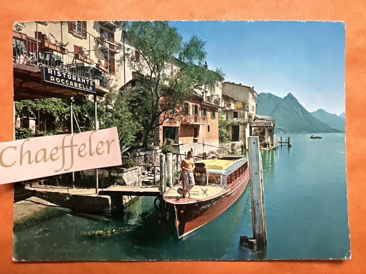 Cartoline postali: Lago di Lugano Gandria, 1961 – Usato da Zürich venduto da Chaeffeler