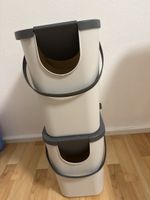 Stapelbare Aufbewahrungsbehälter 2er Set hellgrau mit Deckel