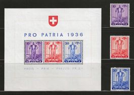 1936 : Sondermarken W2 - W4 + Block W8 - postfrisch **