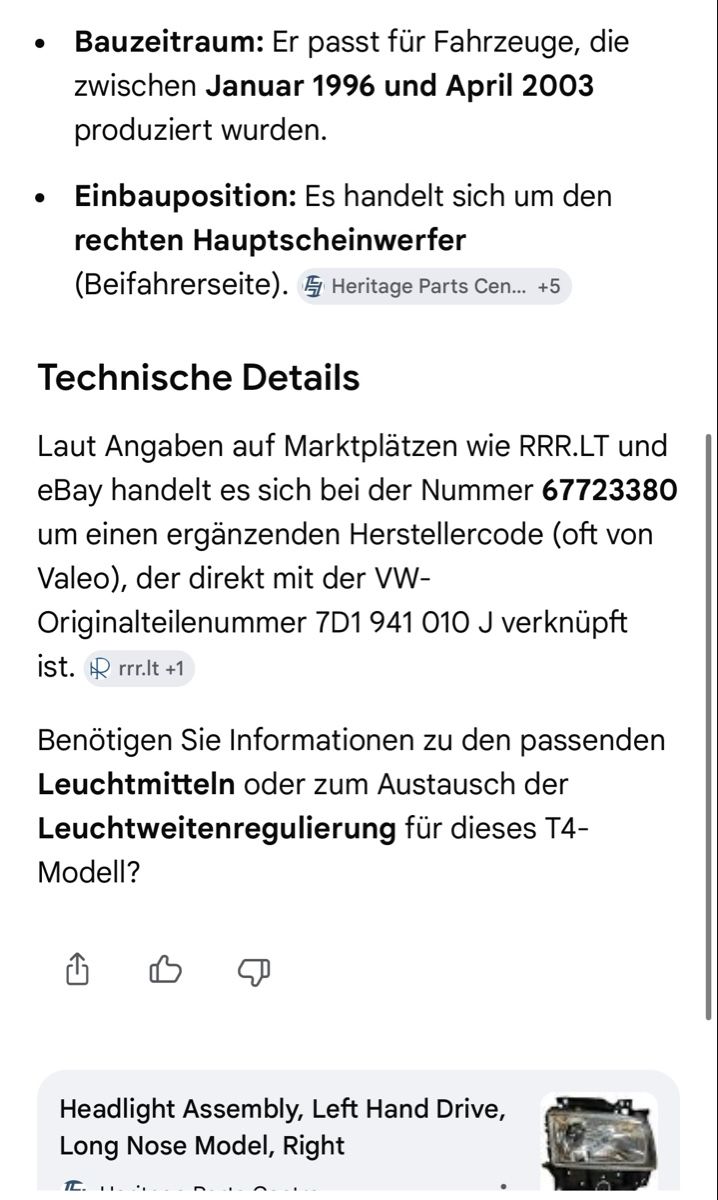 VW Fari: Scheinwerfern VW T4 Multivan Caravelle Transporter – Usato da Kriens venduto da Gun2000 6