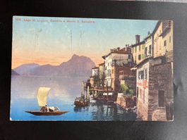 Schweiz 1919 AK Gandria Segelboot Lago Lugano San Salvatore