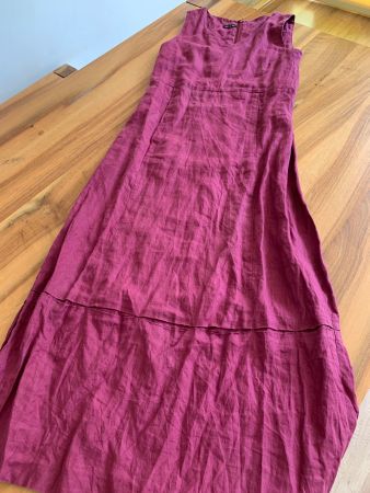 RIANI weinrotes Leinen Sommerkleid Maxikleid Grösse 36/38