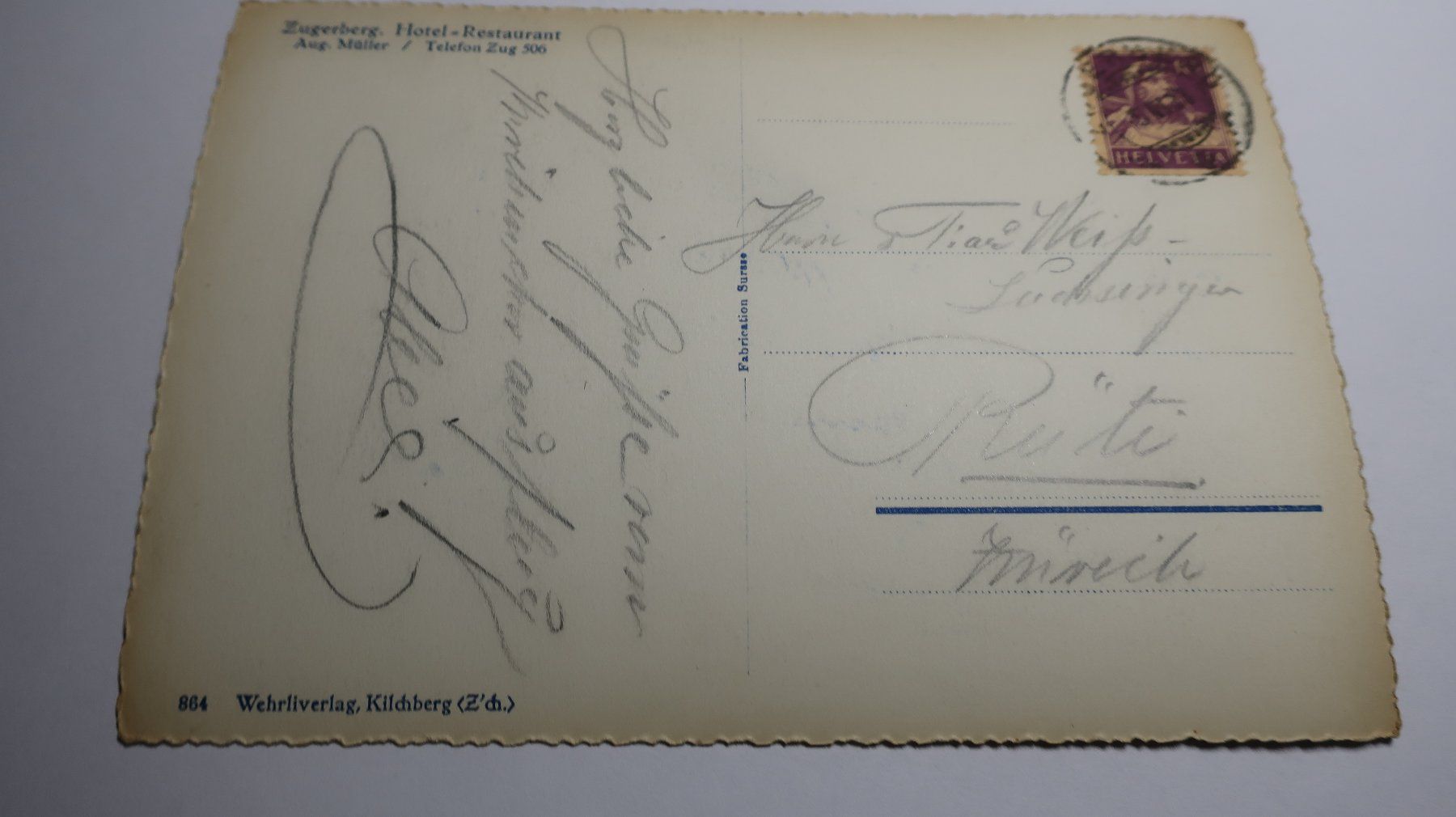 Cartoline postali: Zugerberg Hotel restaurant – Usato da Cormoret venduto da Pascalll2001 3