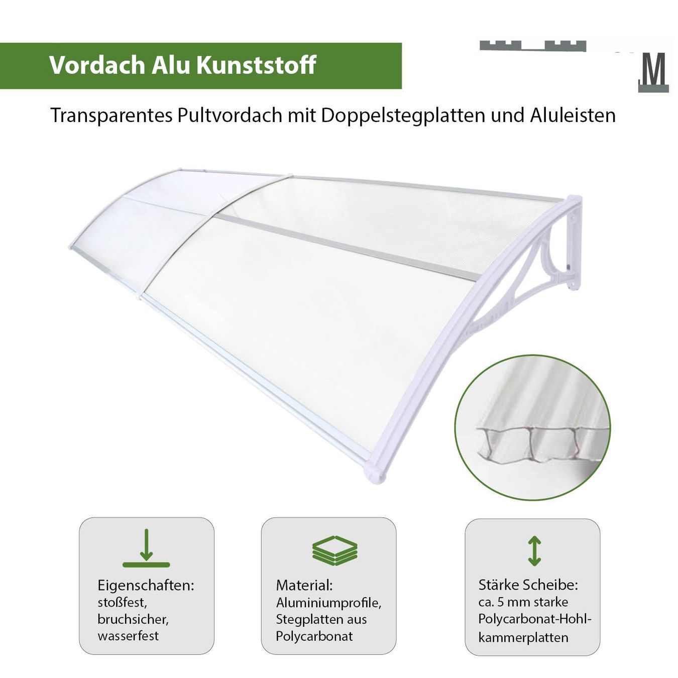 Bücher: Pultvordach 100x295 UV resistent weiss – Neu und originalverpackt aus Bottighofen von zaap 2
