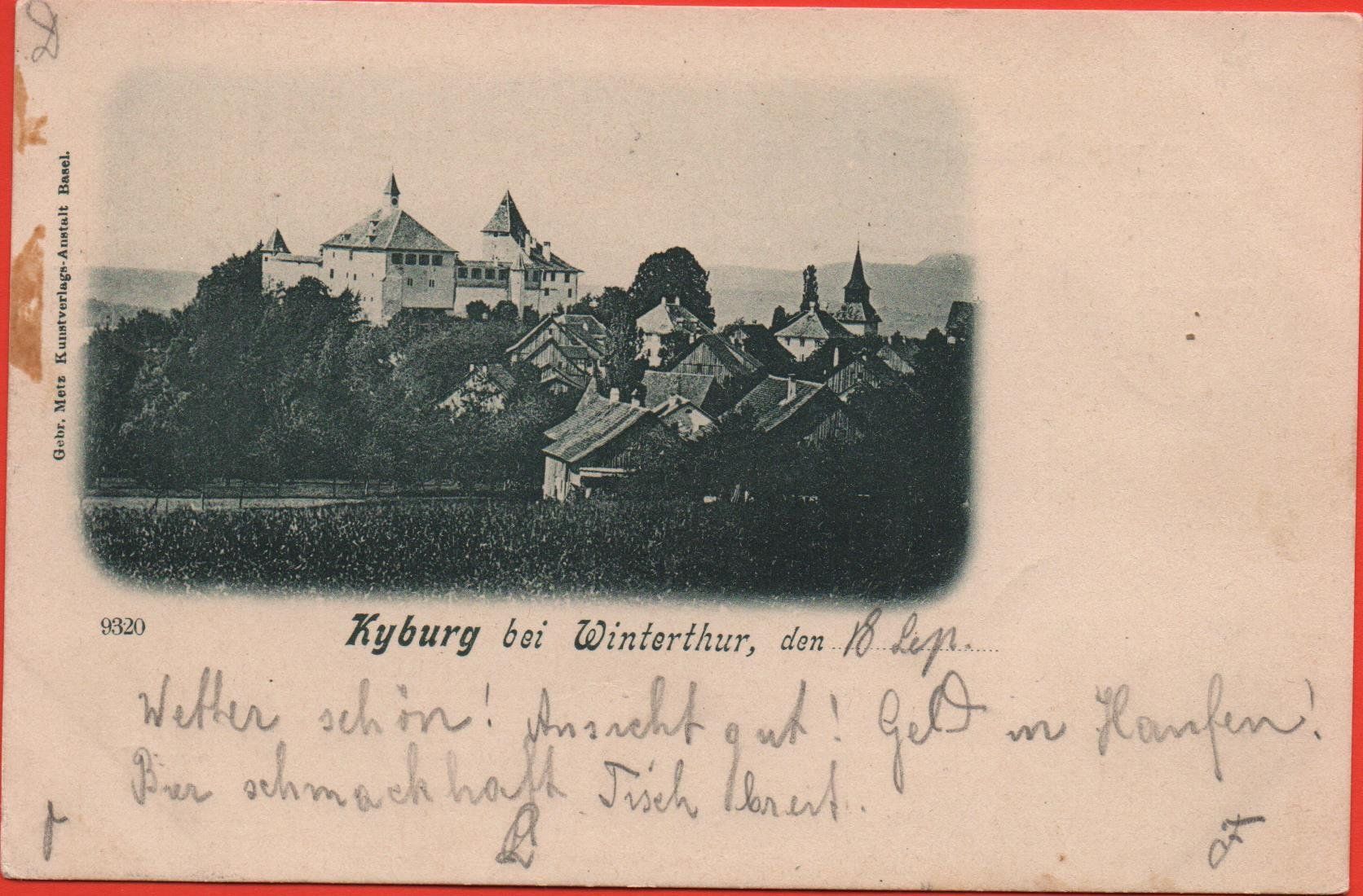 Ansichtskarten: KYBURG bei Winterthur 1898 – Gebraucht aus Jona von philajona