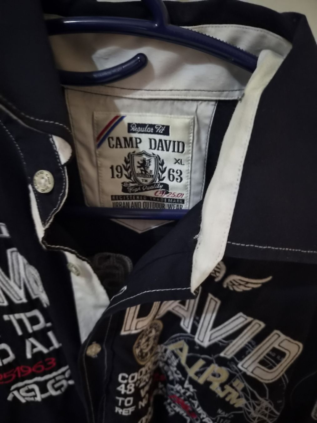 Camicie: Camp David Herren Hemd Gr. XL dunkelblau – Usato da Arlesheim venduto da Gargy79 1