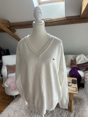 Lacoste Pullover Weiss XXL Baumwolle Top Zustand!