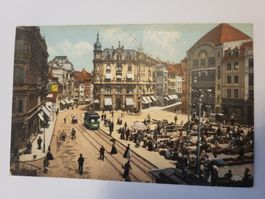 Ansichtskarte Basel Marktplatz mit Tram um 1915 R60