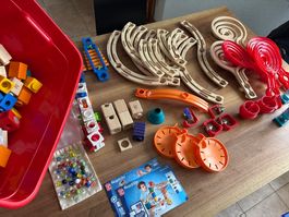 Quadrilla Hape Kugelbahn Holz / Plastik inkl. Glaskugeln