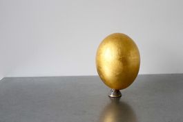 Schönes Straussen-Ei auf Sockel - 24K vergoldet (Feingold)
