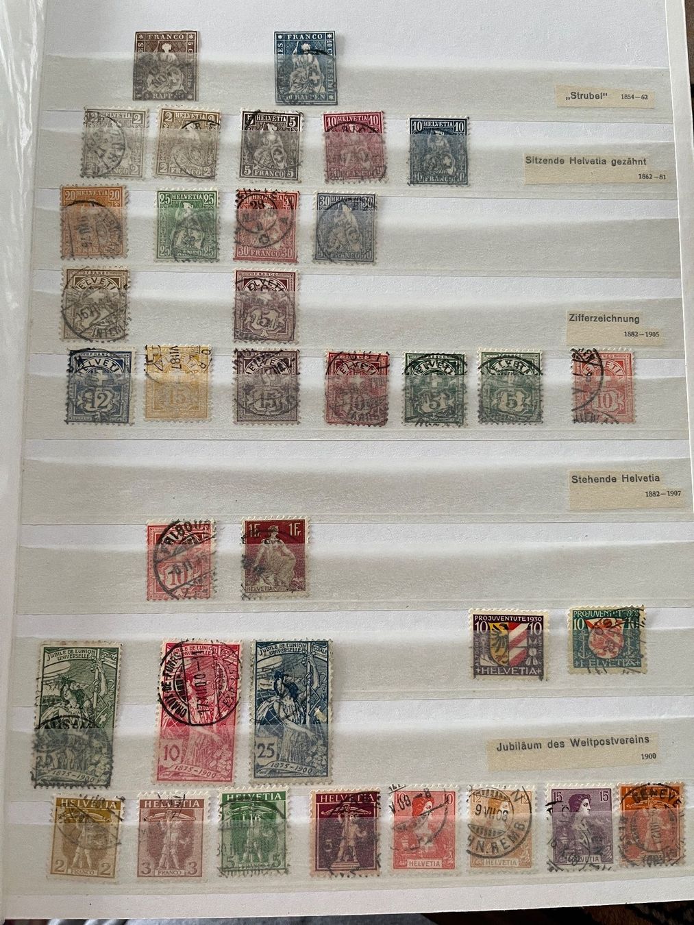 Tutti i francobolli: Briefmarken Sammlung Schweiz, Helvetia – Usato da Stetten AG venduto da Brissago25