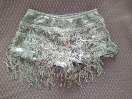 Rave Hotpants Shorts - silber mit Pailetten / Gr. XS